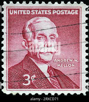 Andrew Mellon auf amerikanischer Vintage-Marke Stockfoto