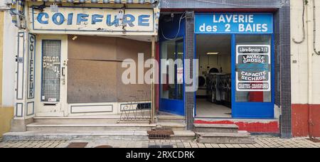 Stillgelegtes Geschäft, Rue, Picardie, Hauts-de-France, Frankreich Stockfoto