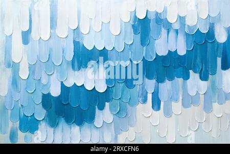 Abstrakter gemalter Hintergrund mit blau-weißen großen Strichen, Hintergrund für eine Vorlage, Website, Banner oder Internetseite Stockfoto