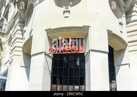 Eintritt zur OMEGA Boutique Zürich, Bahnhofstraße. Zürich, Stadt Zürich, Zürich, Schweiz Stockfoto