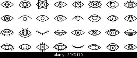 Linienaugen-Symbole. Umrissaugensymbol, isolierte ophthalmologische Schildersammlung. Vision-Elemente für Drops oder Klinik, Gesundheitswesen anständige Vektor-Logo Stock Vektor