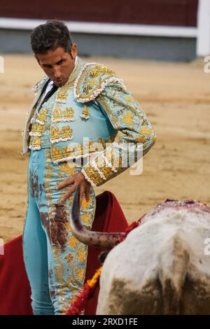 Madrid, Spanien. September 2023 25. Der Stierkämpfer Serafín Marín während des Stierkampfes von Corrida de Toros auf der Plaza de las Ventas in Madrid, 24. September 2023 Spanien (Foto: Oscar Gonzalez/SIPA USA) (Foto: Oscar Gonzalez/SIPA USA) Kredit: SIPA USA/Alamy Live News Stockfoto