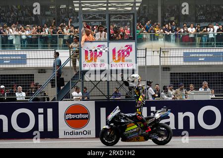 Greater Noida, Indien. September 2023 25. Races of Indian Oil Grand Prix of India auf dem Buddh International Circuit, 24. September 2023 in Picture: Marco Bezzecchi POOL/MotoGP.com/Cordon Pressebilder sind nur für redaktionelle Zwecke bestimmt. Obligatorische Gutschrift: © MotoGP.com Credit: CORDON PRESS/Alamy Live News Stockfoto