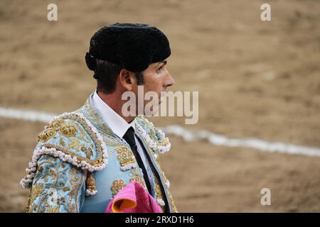 Madrid, Spanien. September 2023 25. Der Stierkämpfer Serafín Marín während des Stierkampfes von Corrida de Toros auf der Plaza de las Ventas in Madrid, 24. September 2023 Spanien (Foto: Oscar Gonzalez/SIPA USA) (Foto: Oscar Gonzalez/SIPA USA) Kredit: SIPA USA/Alamy Live News Stockfoto