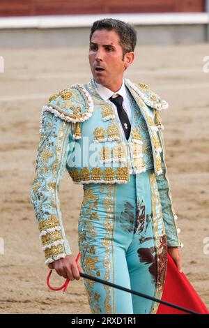 Madrid, Spanien. September 2023 25. Der Stierkämpfer Serafín Marín während des Stierkampfes von Corrida de Toros auf der Plaza de las Ventas in Madrid, 24. September 2023 Spanien (Foto: Oscar Gonzalez/SIPA USA) (Foto: Oscar Gonzalez/SIPA USA) Kredit: SIPA USA/Alamy Live News Stockfoto