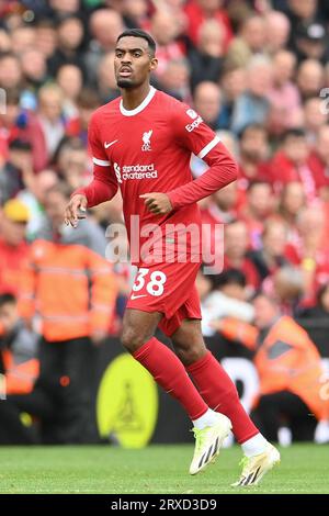 Liverpool, Großbritannien. September 2023. Ryan Gravenberch aus Liverpool während des Spiels der Premier League in Anfield, Liverpool. Auf dem Bild sollte stehen: Gary Oakley/Sportimage Credit: Sportimage Ltd/Alamy Live News Stockfoto