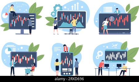 Börsendiagramme. Kerzen-Indizes, Kerzen-Handelsdiagramm. Forex-Index, Traders atalysis Investment. Finanzgrafik aktuelle Vektorszenen Stock Vektor
