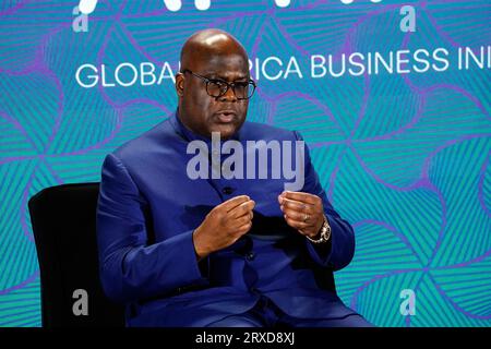 New York, New York, USA. , . Felix Tshisekedi während der 2023 UNSTOPPABLE AFRICA Conference, die von der Global African Business Initiative im Westin Grand Central in New York City im September 21-22 2023 vorgestellt wurde. Quelle: Jennifer Graylock/Alamy Live News Stockfoto