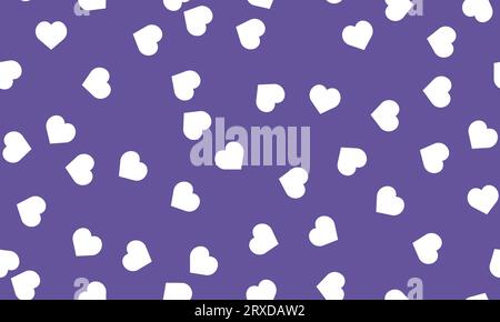 Weiße Liebe Herz nahtloses Muster auf violettem Hintergrund. Niedliche romantische weiße Herzen Hintergrund Druck, Valentinstag Feiertagshintergrund Textur, romantisch Stock Vektor