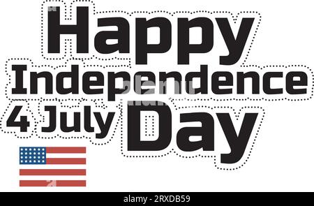 usa Happy Independence 4 july Day mit usa Flagge, amerikanischer Unabhängigkeitstag, Typografie, transparentem Hintergrund Stock Vektor