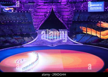 23. SEPTEMBER 2023: Eröffnungszeremonie im Olympiastadion Hangzhou während der China Hangzhou Asian Games 2022 in Hangzhou, China. Quelle: AFLO SPORT/Alamy Live News Stockfoto