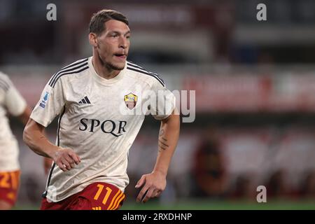 Turin, Italien. September 2023. Andrea Belotti von AS Roma reagiert beim Spiel der Serie A im Stadio Grande Torino in Turin. Auf dem Bild sollte stehen: Jonathan Moscrop/Sportimage Credit: Sportimage Ltd/Alamy Live News Stockfoto