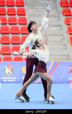 Anna SERAFINI & Manuel CIONI (ITA), während der Juniorenpaare, Kurzprogramm, bei den künstlerischen Skating-Weltmeisterschaften Ibagu-Tolima 2023, im Parque Deportivo Municipal, am 22. September 2023 in Ibagu, Kolumbien. Quelle: Raniero Corbelletti/AFLO/Alamy Live News Stockfoto