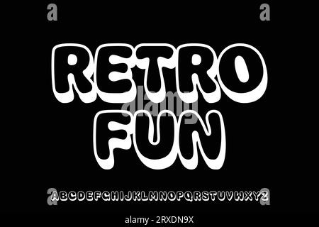 Einzigartiger Vektor mit auffälligem Alphabet im Retro-Stil. Große, lustige Typografie-Illustration Stock Vektor