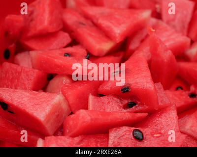 Nahaufnahme von frischen Wassermelonenscheiben Stockfoto
