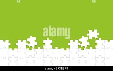 Weiße Puzzle-Rahmen und Hintergrundvorlage auf blauem Hintergrund. Vektorillustration. Stock Vektor