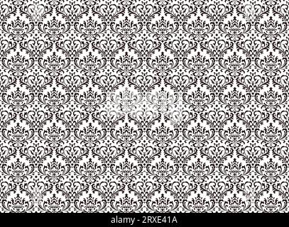Horizontal Und Vertikal Wiederholbares Vector Seamless Damask Vintage-Muster. Stock Vektor