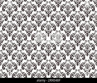 Horizontal Und Vertikal Wiederholbares Vector Seamless Damask Vintage-Muster. Stock Vektor