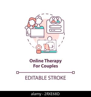 2D-Online-Therapie für Paare mit dünnzeiligen Symbolen Stock Vektor