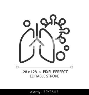 2D anpassbare dünne Linie schwarze Lunge mit Virus-Symbol Stock Vektor