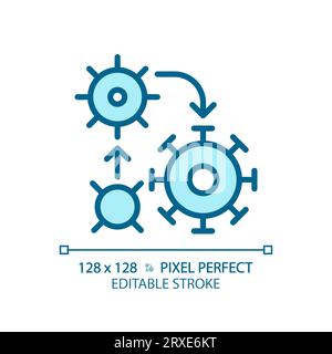 2D anpassbares Symbol für blaues Bakterienwachstum mit dünnen Linien Stock Vektor