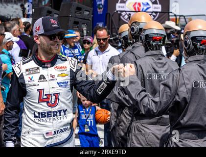 Fort Worth, Texas - 24. September 2023: William Byron, Fahrer der #24 Liberty University Chevrolet, nimmt am NASCAR Autotrader EchoPark Automotive 400 auf dem Texas Motor Speedway Teil. Quelle: Nick Paruch/Alamy Live News Stockfoto