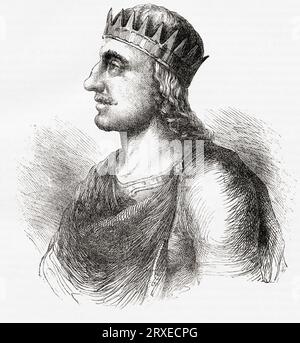 Ecgberht, 770/775–839, auch Egbert, Ecgbriht, Ecgbeorht und Ecbert. König von Wessex. Aus Cassell's Illustrated History of England, veröffentlicht 1857. Stockfoto