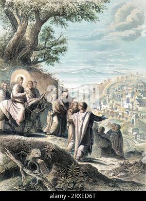 Jesus weint über Jerusalem. Farbige Illustration für das Leben unseres Herrn Jesus Christus, geschrieben von den vier Evangelisten, 1853 Stockfoto