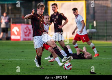 LEGNICA, POLEN - 11. SEPTEMBER 2023: Freundschaftsfußballspiel unter 20 Elite League Polen gegen Deutschland 1:1. In Aktion Aljoscha Kemlein. Stockfoto