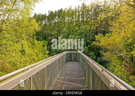 Corrieshalloch Gorge Braemore Kreuzung Schottland die Aussichtsplattform im Spätsommer Stockfoto