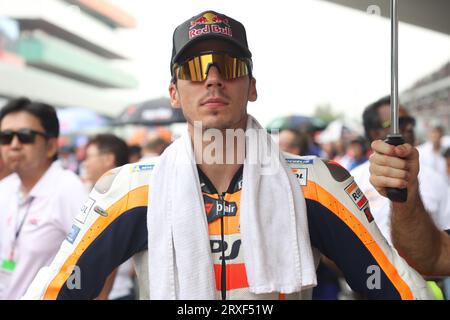 BUDDH, Indien. , . Joan mir, Repsol Honda Team, während der DORNA & FIM Moto GP Championship 2023 Runde 13. Buddh Circuit, Indian Motorcycle Grand Prix am Sonntag, 24. September 2023. Bild & Copyright © Nikolaz GODET/ATP Images (GODET Nikolaz/ATP/SPP) Credit: SPP Sport Press Photo. Alamy Live News Stockfoto