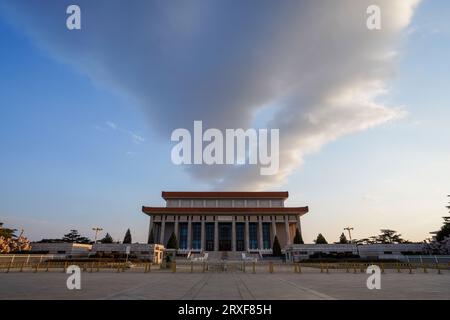 Peking China, 18. Februar 2023: Vorsitzender Der Mao Memorial Hall. Stockfoto