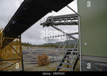 GREYMOUTH, NEUSEELAND, 20. MAI 2015: Die Förderbänder stehen am 20. Mai 2015 in der Pike River Coal Mine in der Nähe von Greymouth, Neuseeland, Tage vor der Fertigstellung des Bergwerks Stockfoto