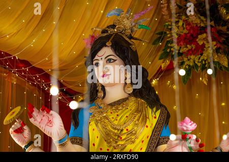 Götterstatue der Göttin maa durga beim Navratri-Festival Stockfoto