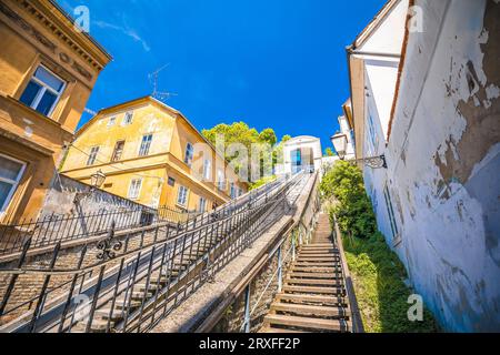 Historischer Seilbahnlift in Zagreb, Hauptstadt von Kroatien, Weg in die Oberstadt Stockfoto