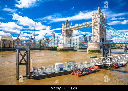 Tower Bridge und Themse Waterfront in London View, Hauptstadt von Großbritannien Stockfoto