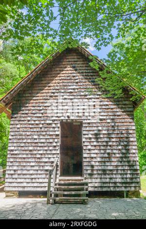 Die Baltimore Forest School, die „Cradle of Forestry“ genannt wird, befindet sich im Pisgah National Forest in North Carolina. Dies war die erste Forstschule in den USA. Stockfoto