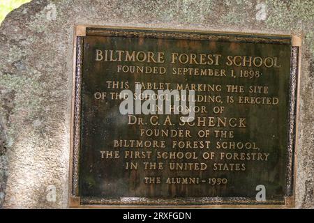 Die Baltimore Forest School, die „Cradle of Forestry“ genannt wird, befindet sich im Pisgah National Forest in North Carolina. Dies war die erste Forstschule in den USA. Stockfoto