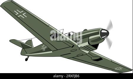ME 109 Kampfflugzeug 1937. WW II Flugzeug. Vintage-Flugzeug. Vektorklipart isoliert auf weiß. Stock Vektor