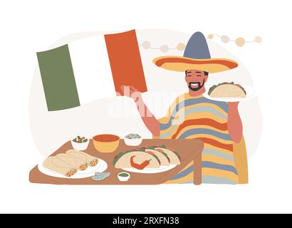 Mexikanische Lebensmittel isoliert Konzept Vektor Illustration. lateinamerikanische Küche, mexikanisches Restaurant, Burrito-Rezept, tex mex-Essen, traditionelle Küche, würziges Gericht, ethnisches Abendessen, Vektorkonzept. Stock Vektor