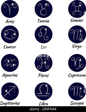 Zodiac Horoskop Zeichen Vektor-Illustrationen. Stock Vektor