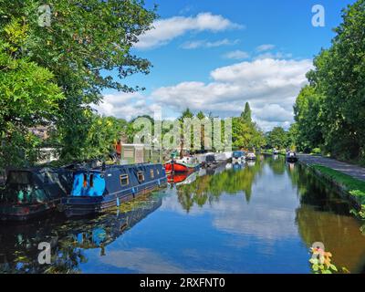 UK, West Yorkshire, Leeds, Rodley, Leeds und Liverpool Canal bei Rodley Barge Stockfoto