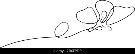 Schmetterlingszeichnung durch Vektorillustration mit durchgehender Linie und dünner Linie Stock Vektor