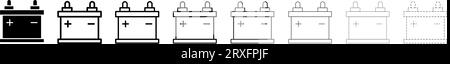 Satz von Auto-Batterie verschiedene Linienformen, dünne Linie Design Vektor-Illustration Stock Vektor