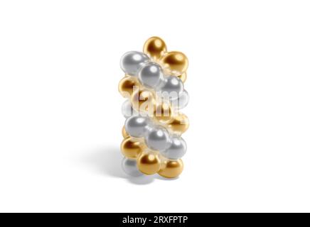 Rundes Ballonsäulenmodell aus Gold und Silber, isoliert Stockfoto