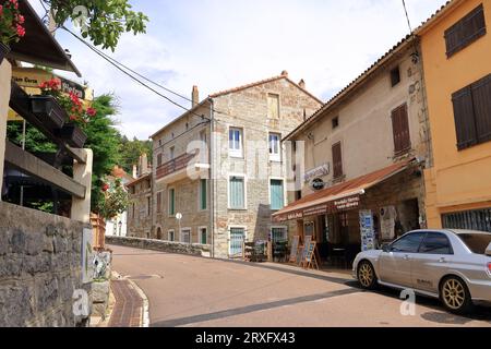Mai 27 2023 - eVisa, Insel Korsika in Frankreich: Das Dorf eVisa in den Bergen der Insel Stockfoto