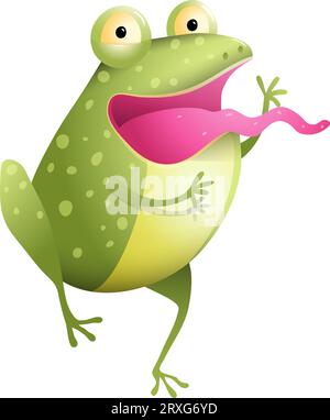 Frosch oder Kröte springende Figur Cartoon für Kinder Stock Vektor