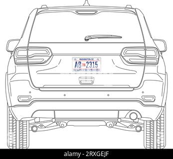 Washington City DC State Autokennzeichen auf der Rückseite eines Autos, USA, Vereinigte Staaten, Vektorillustration Stock Vektor