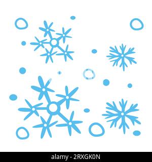 Von Hand gezeichnete Schneeflocken mit Schneeblase - Muster Stock Vektor