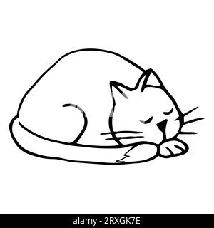 Niedliche Katze, Kätzchen in Linie Doodle-Stil emotionalen Charakter isoliert auf weißem Hintergrund. Comic-Tierzeichnung. Vektorillustration Stock Vektor